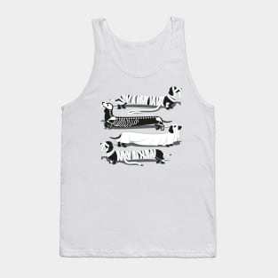 Spooktacular long dachshunds // spot // green grey background mummy ghost and skeleton dogs Tank Top